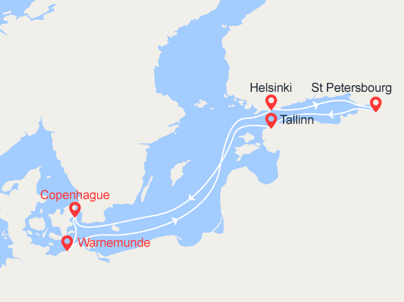itinéraire croisière Baltique : Danemark, Allemagne, Finlande, Russie, Estonie