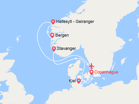 itinéraire croisière Europe du Nord : Danemark, Norvège, Allemagne