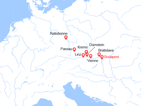 itin&eacute;raire croisi&egrave;re Danube : Danube : de Budapest à Regensburg 