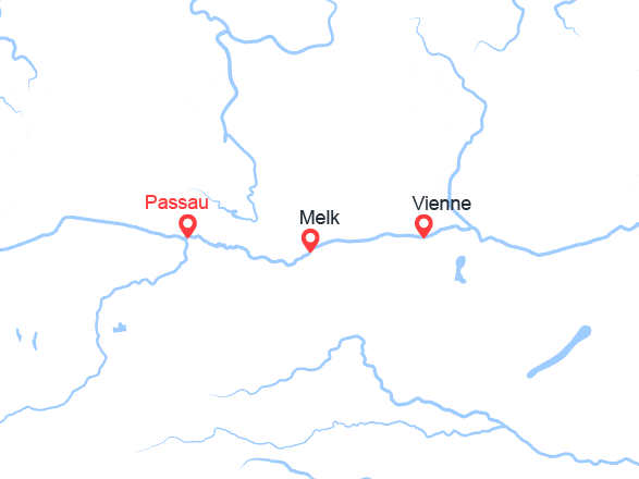 itinéraire croisière Danube : Danube : Passau, Vienne, Melk, Passau