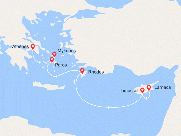 itinéraire croisière Iles grecques : De Chypre, l'île d'Aphrodite à Athènes, la Cité des Dieux (LCA_PP)
