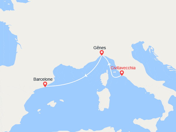 itinéraire croisière Méditerranée Occidentale : De Civitavecchia à Barcelone