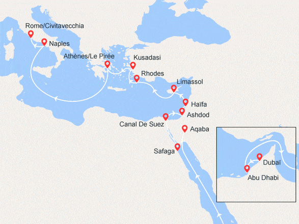 itinéraire croisière Moyen Orient : De Dubaï à Rome
