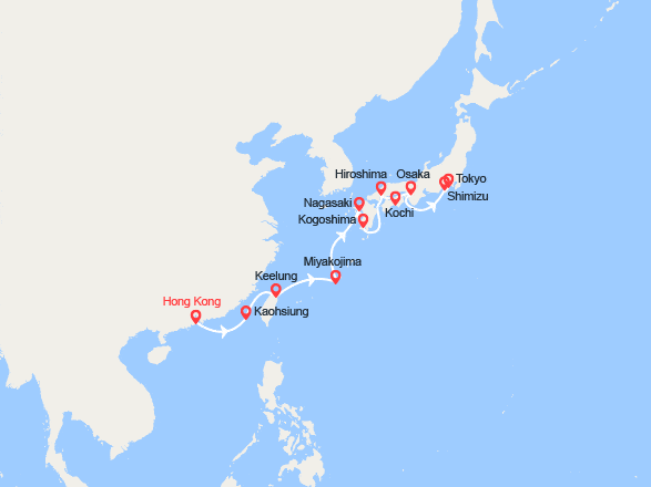 itin&eacute;raire croisi&egrave;re Asie : De Hong Kong à Tokyo 