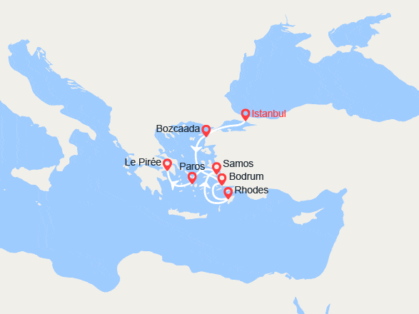 itinéraire croisière Méditerranée Orientale : De Istanbul à Athènes par les îles grecques