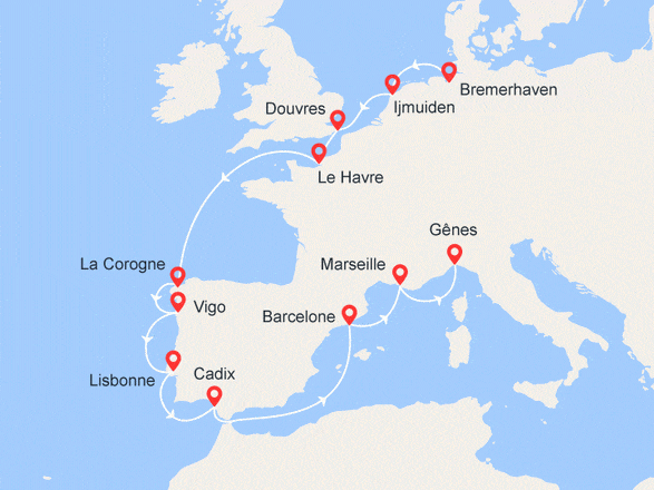 itinéraire croisière Europe du Nord : De l'Allemagne à l'Italie