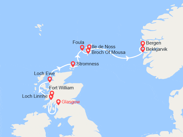 itinéraire croisière Iles Britanniques : De l’Atlantique à la mer du Nord, patrimoine et paysages