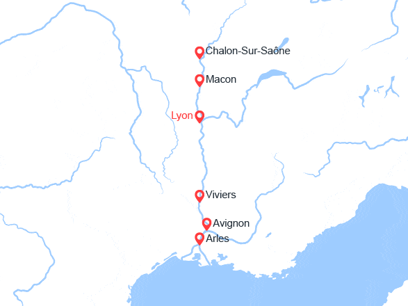 itinéraire croisière Rhône Saône : De la Bourgogne à la Provence