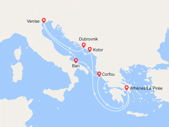 itinéraire croisière Croatie/Adriatique : De la côte Adriatique jusqu'à la Grèce