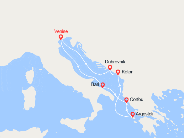 itinéraire croisière Croatie/Adriatique - Iles grecques : De la côte Adriatique jusqu'à la Grèce