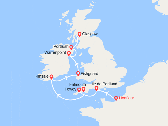 itinéraire croisière Iles Britanniques : De La Manche à la mer d’Irlande