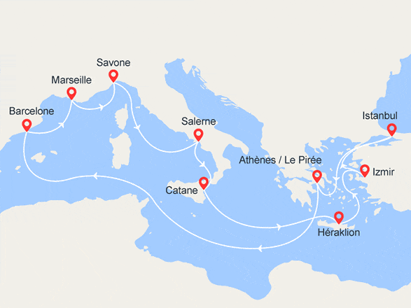 itinéraire croisière Méditerranée : De la Méditerranée aux Rives du Bosphore : Italie, Grèce, Turquie
