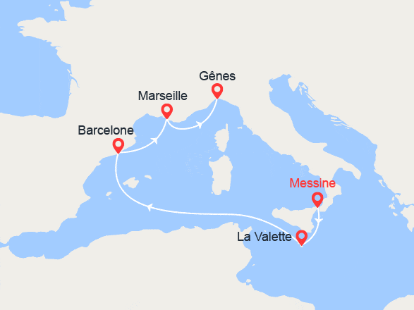 itinéraire croisière Méditerranée : De la Sicile à Gênes : Malte, Espagne, Provence