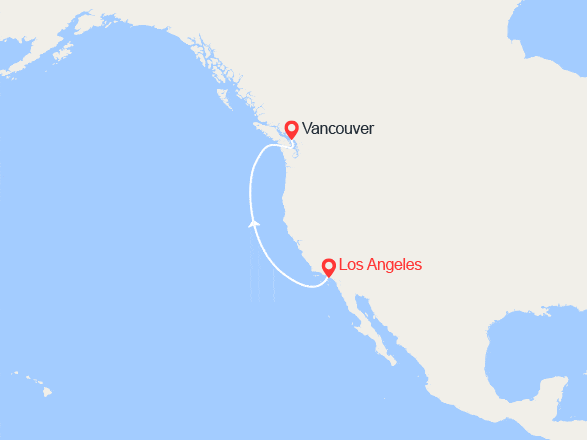 itin&eacute;raire croisi&egrave;re Amérique du Nord : De Los Angeles à  Vancouver 