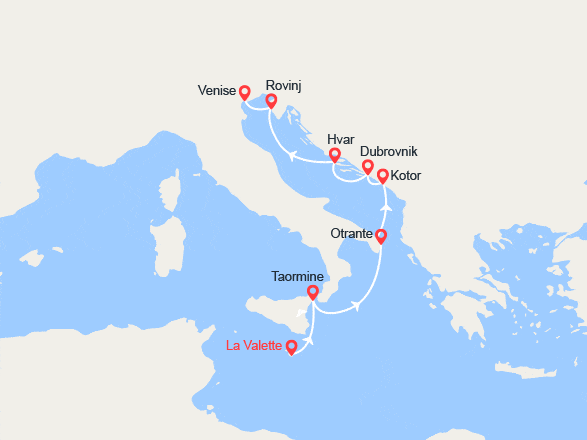 itinéraire croisière Méditerranée Orientale : De Malte aux rives de l'Adriatique