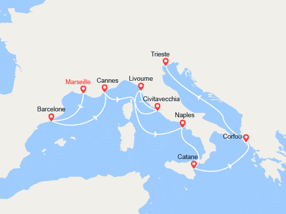 itinéraire croisière Méditerranée Occidentale : De Marseille à Trieste