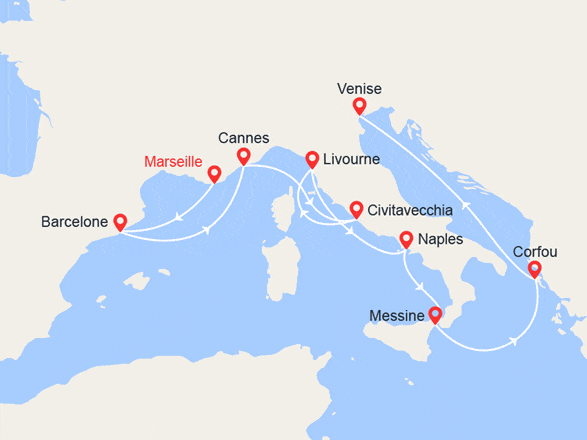itinéraire croisière Méditerranée Occidentale : De Marseille à Venise