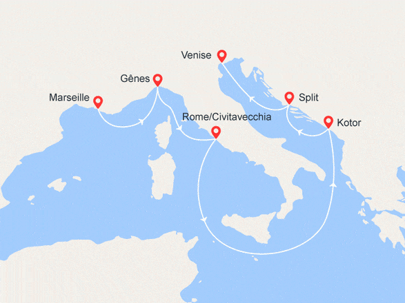 itinéraire croisière Croatie/Adriatique : De Marseille à Venise : Italie, Monténégro, Croatie