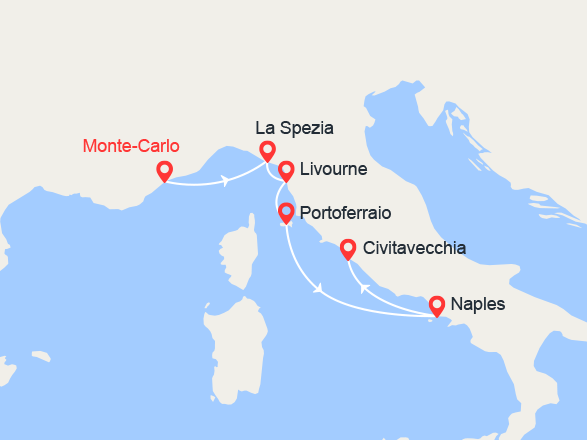 itinéraire croisière Méditerranée : De Monte-Carlo à Rome 