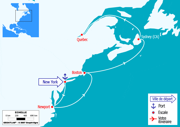itinéraire croisière Amérique du Nord : De New York au Québec : Rhode Island, Boston, Canada