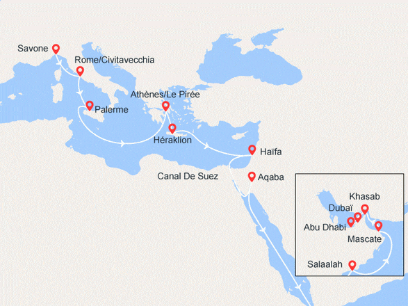 itinéraire croisière Moyen Orient : De Nice à Dubaï