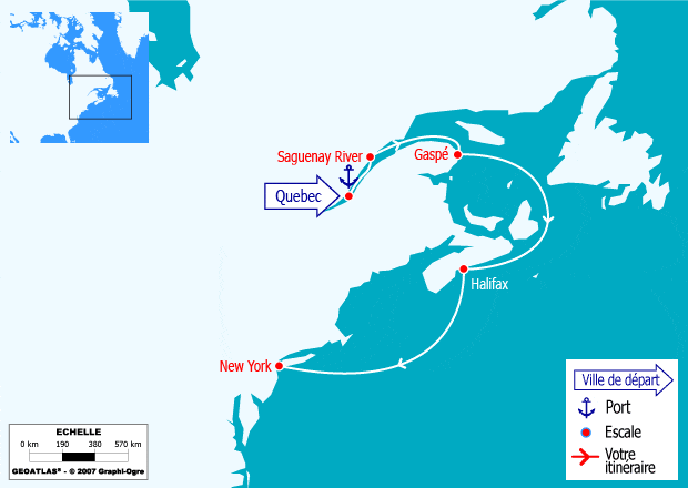 itinéraire croisière Amérique du Nord : De Québec à New York : Côte Est du Canada