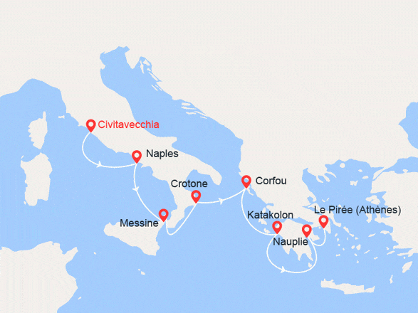 itinéraire croisière Méditerranée : De Rome à Athènes - 7961