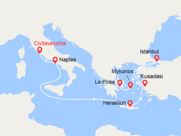 itinéraire croisière Iles grecques : De Rome à Athènes : Italie, Iles grecques, Turquie 