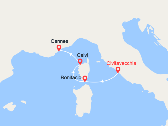 itinéraire croisière Méditerranée : De Rome à Cannes 