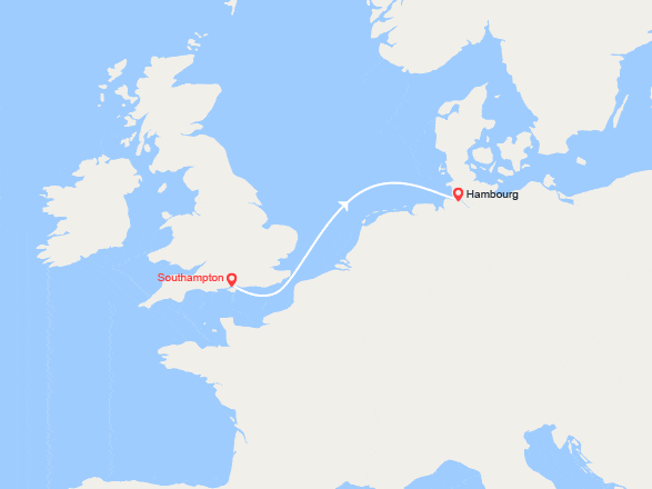 itinéraire croisière Europe du Nord : De Southampton à Hambourg