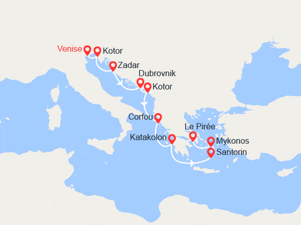 itinéraire croisière Méditerranée Orientale : De Trieste à Athènes