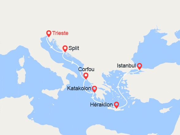 itinéraire croisière Iles grecques : De Trieste à Istanbul : Croatie, Grèce, Iles grecques