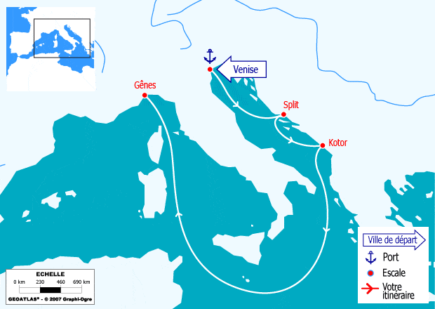 itinéraire croisière Croatie/Adriatique : De Venise à Gênes : Croatie, Monténégro, Italie