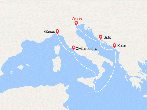 itinéraire croisière Croatie/Adriatique : De Venise à Gênes : Croatie, Monténégro, Italie