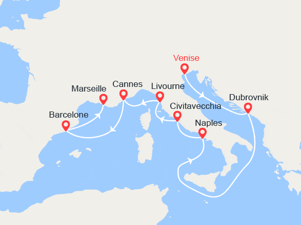 itinéraire croisière Méditerranée Occidentale : De Venise à Marseille