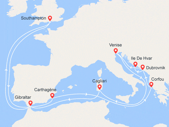 itinéraire croisière Croatie/Adriatique : Découverte de l'Adriatique : Espagne, Grèce, Croatie, Italie