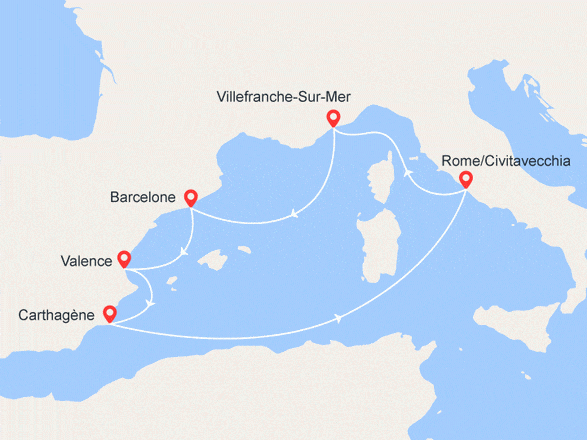 itinéraire croisière Méditerranée : Découverte de la Méditerranée : Italie, France, Espagne