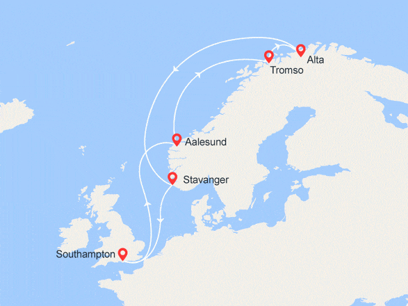 itinéraire croisière Fjords - Fjords : Découverte des Aurores Boréales