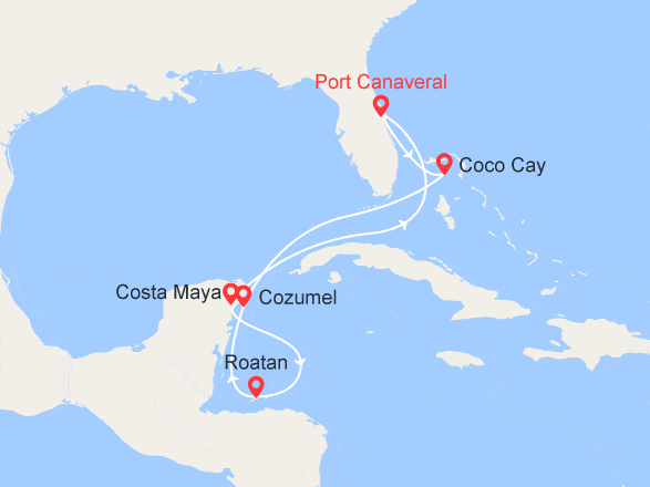 itinéraire croisière Caraïbes et Antilles : Découverte des Caraïbes : Bahamas, Mexique, Honduras