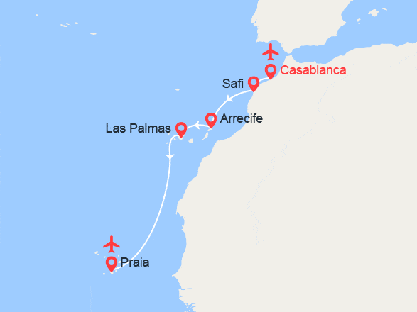 itinéraire croisière Canaries Madère : Des côtes marocaines au Cap-Vert