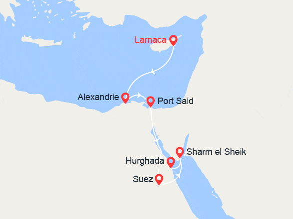 itinéraire croisière Méditerranée : Des merveilles de la Méditerranée aux trésors de la mer Rouge par le canal de Suez (LHG_PP)