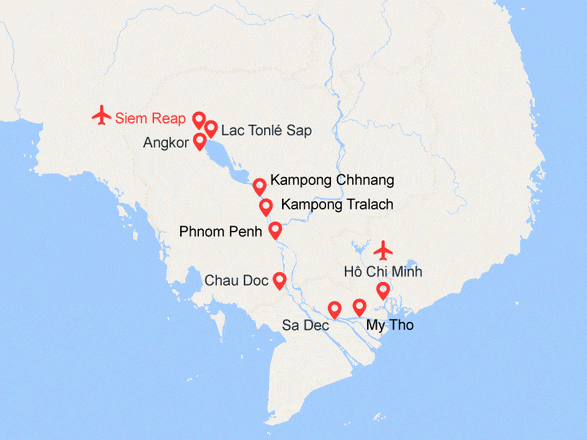itin&eacute;raire croisi&egrave;re Mékong : Des Temples d'Angkor au Delta du Mékong (1R3) 