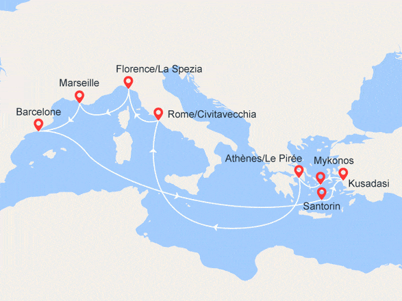 itinéraire croisière Iles grecques : Détente Méditerranéenne : Italie, Grèce, Turquie