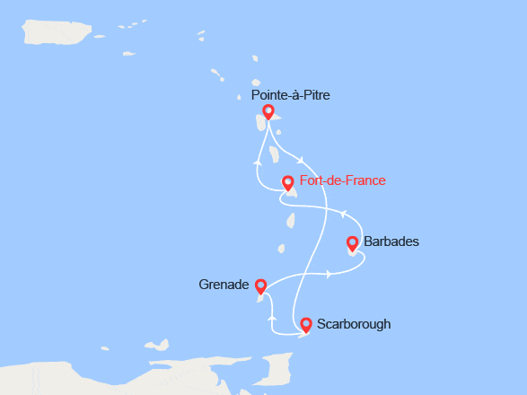 itinéraire croisière Caraïbes et Antilles : Douceur des Antilles