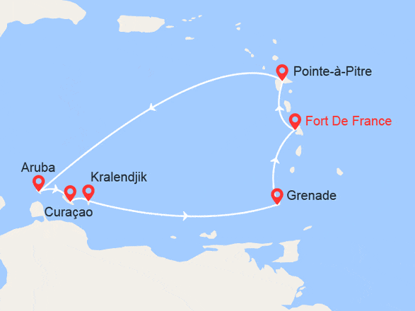 itinéraire croisière Caraïbes et Antilles : Douceur des petites Antilles