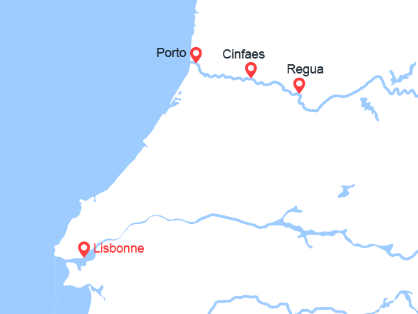 itinéraire croisière Douro : Douceur Portugaise : Lisbonne, Porto & la Vallée du Douro (PLI_PP)