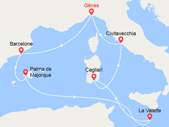 itinéraire croisière Iles Baléares : Douceurs de la Méditerranée : Italie, Espagne, Baléares, Malte