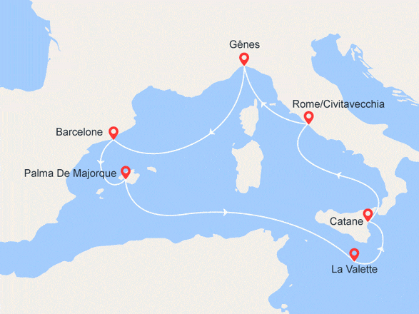 itinéraire croisière Iles Baléares : Douceurs de la Méditerranée : Italie, Espagne, Baléares, Malte