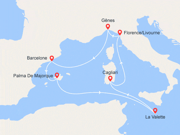 itinéraire croisière Iles Baléares : Douceurs de la Méditerranée : Italie, Espagne, Baléares, Malte