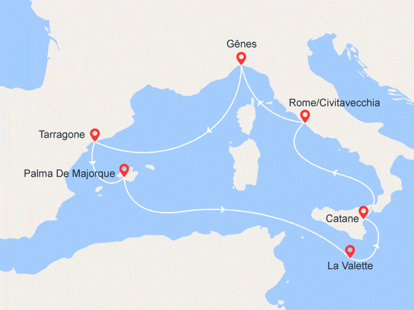 itinéraire croisière Iles Baléares : Douceurs de la Méditerranée : Italie, Espagne, Baléares, Malte